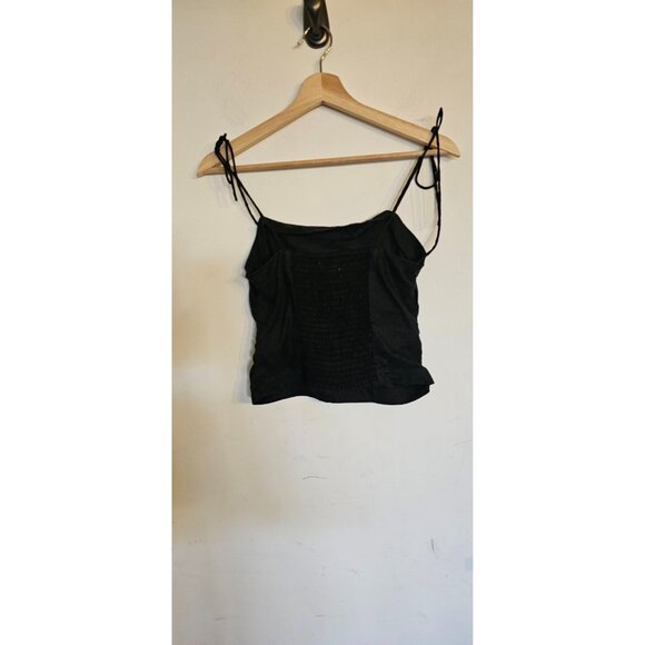 H & M Linen Top Size Small Black Stretchy back - Picture 2 of 8